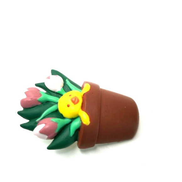 Duck Pink Mauve Tulips in a Brown Pot Pin - Picture 4 of 6